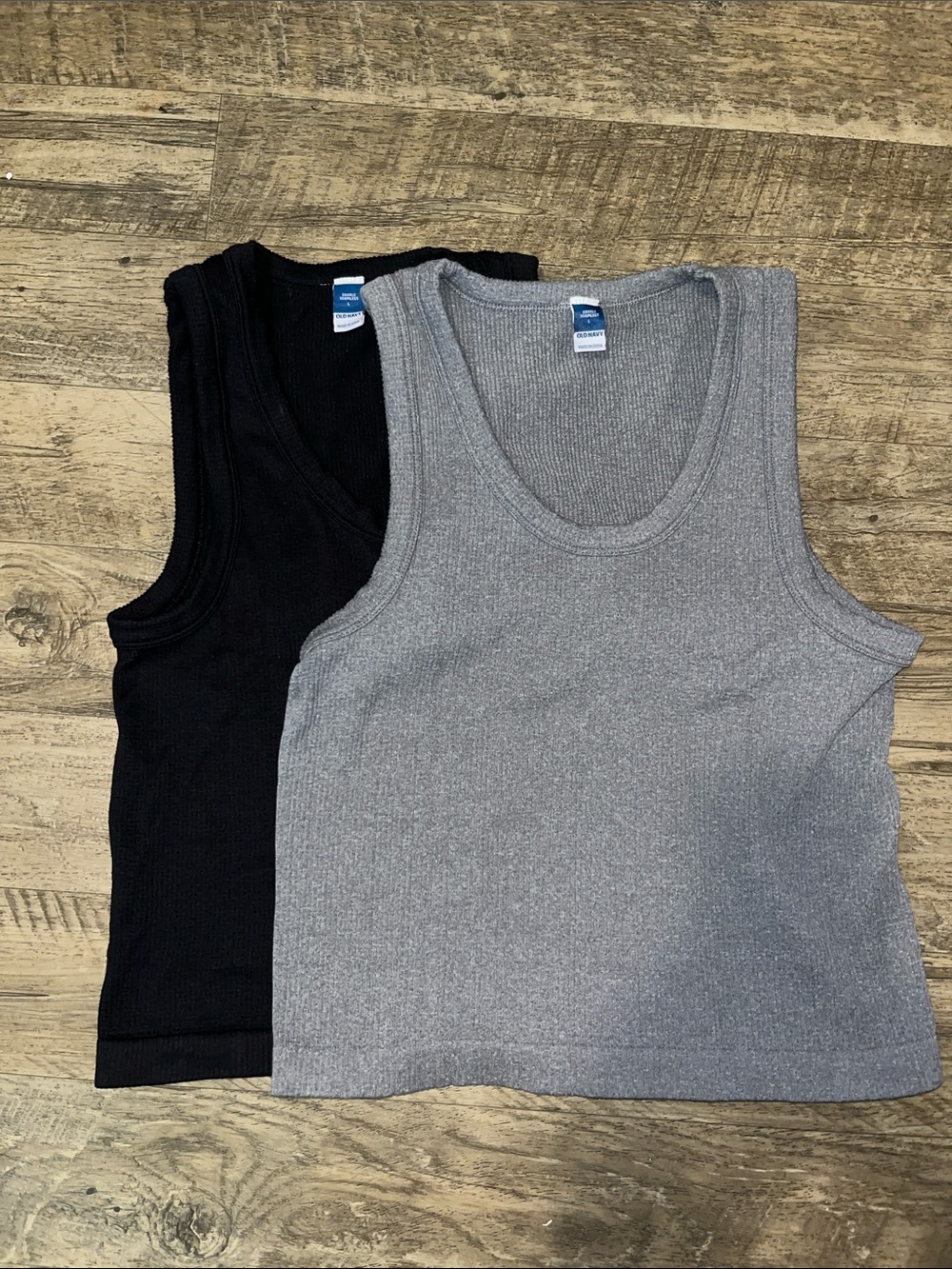 Old Navy Ribbed Tank Top Set - Black & Light Gray